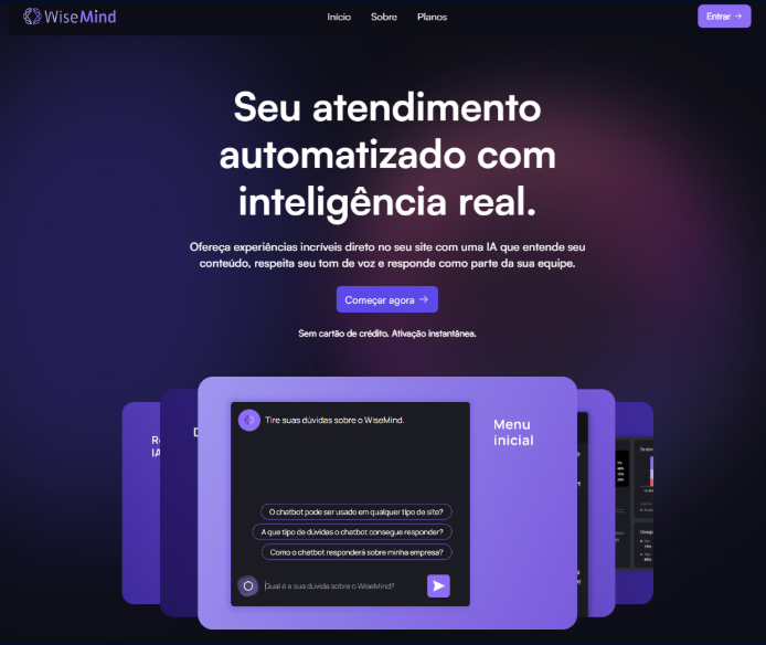 Prévia da solução WiseMind